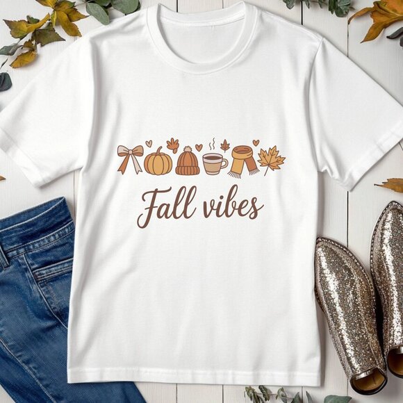 Fall Vibes Graphic Tee Cozy Autumn T-Shirt - Picture 2 of 4